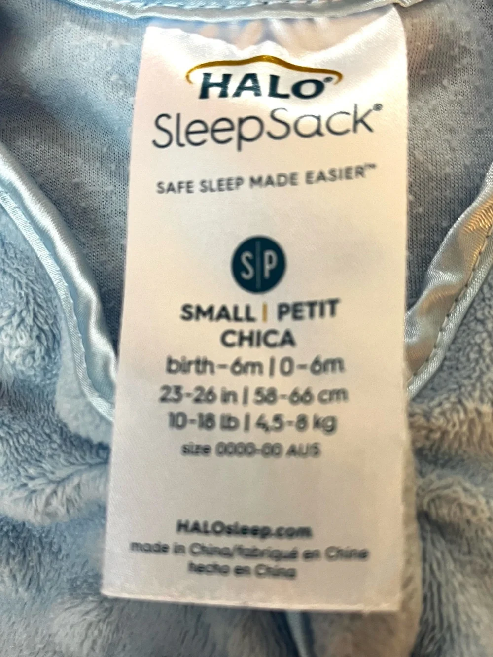 Halo Small Light Blue Minky  Baby Sleep Sacks (2-Pack) Sleeping Blanket 0-6 mo